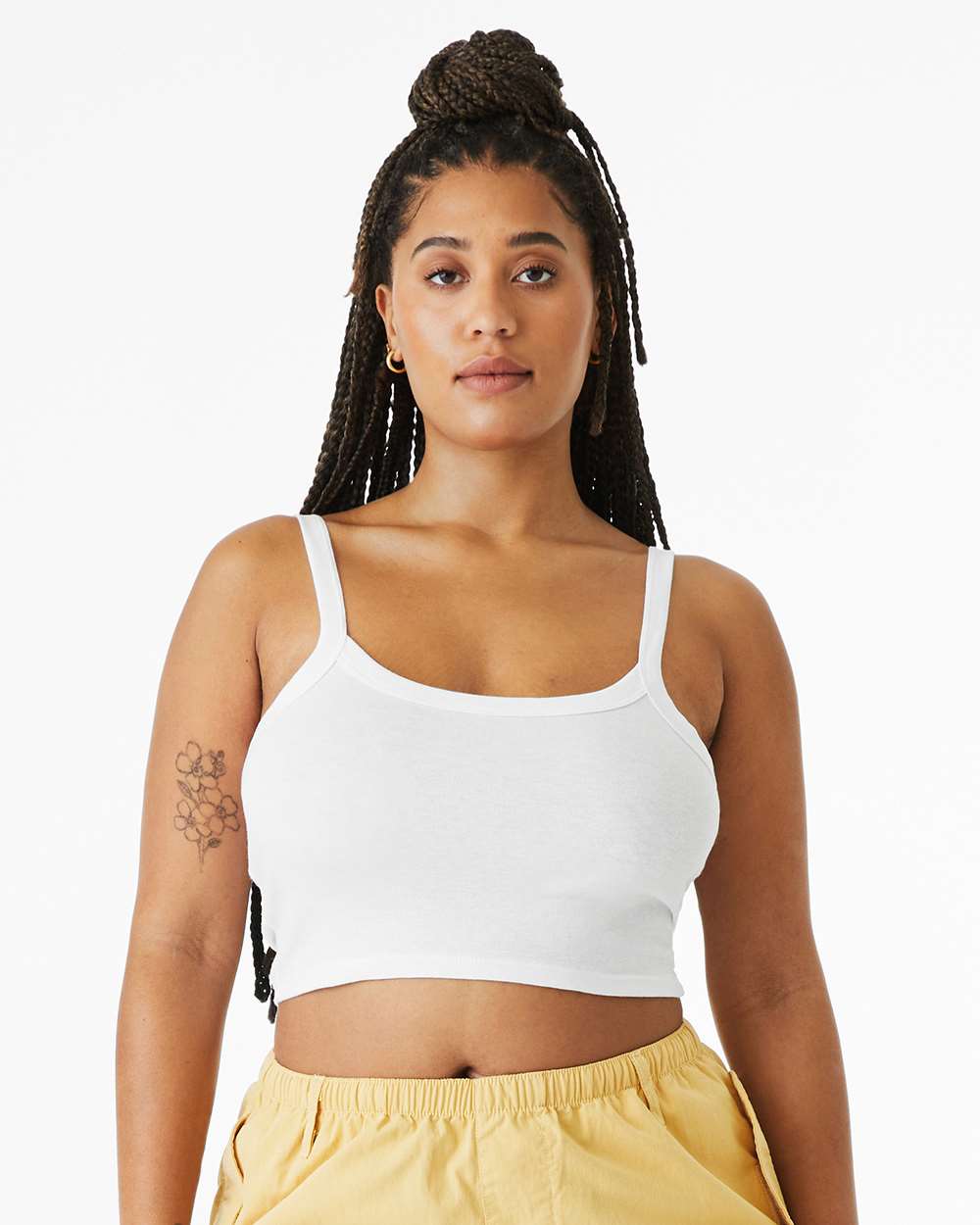 BELLA + CANVAS Women’s Micro Rib Spaghetti Strap Tank Top for Layering & Custom Print Fitted Cami