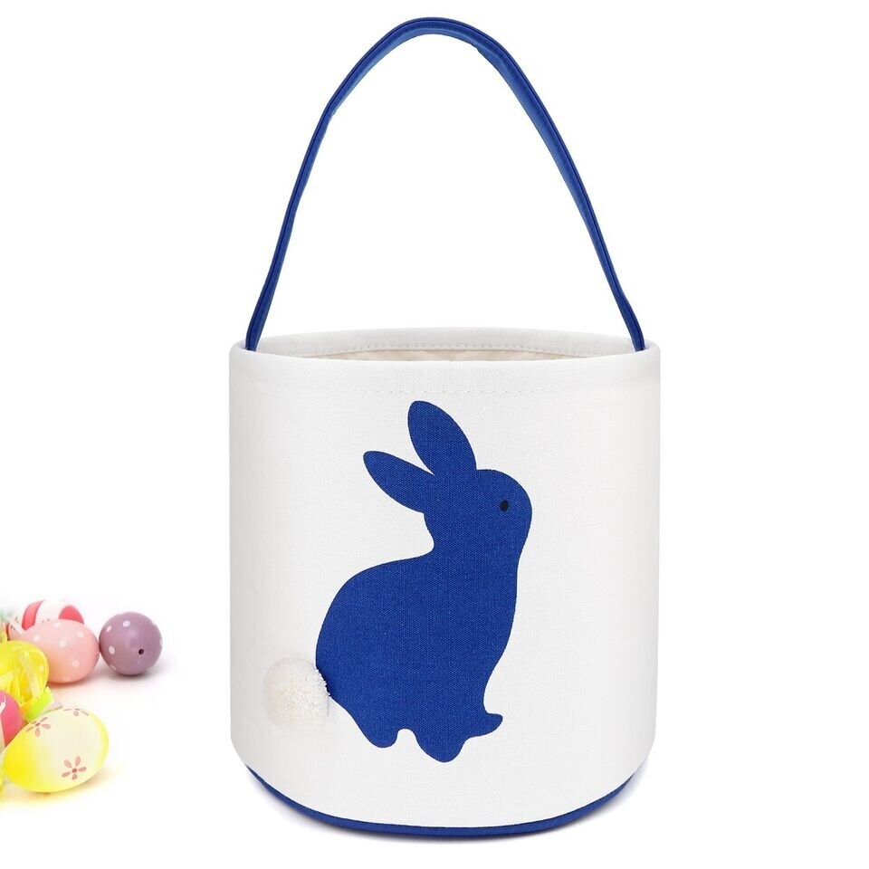 Easter Bunny Ear Bag & Basket, Dual Layer Canvas Bag for Easter Egg Hunt Basket
