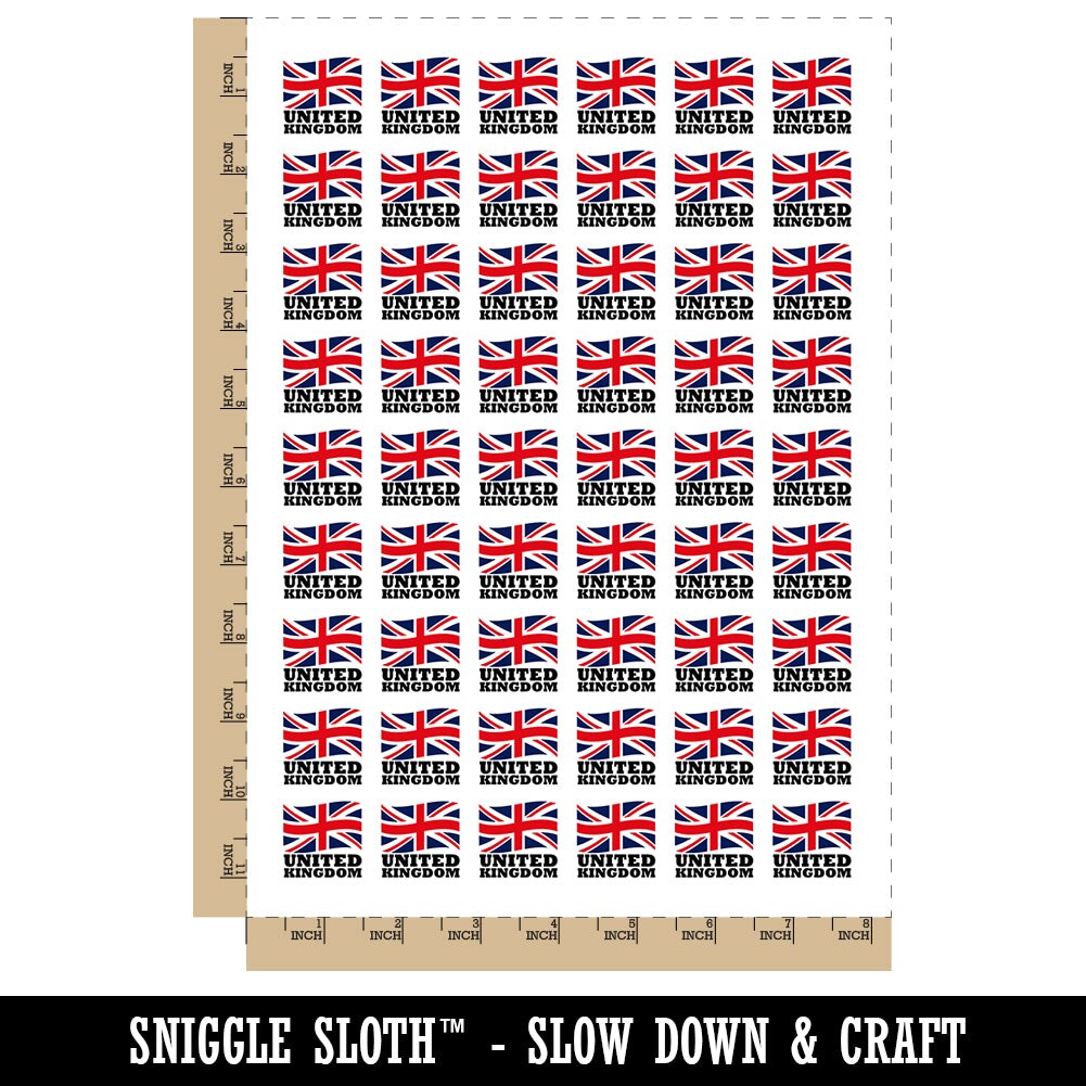 United Kingdom with Waving Flag Union Jack Cute Temporary Tattoo Water Resistant Fake Body Art Set Collection (1 Sheet)