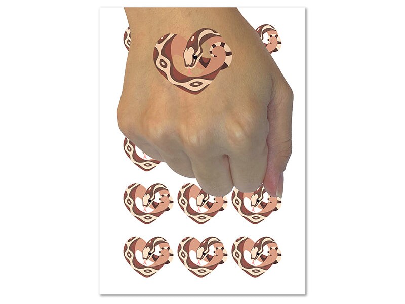 Snake Heart Boa Constrictor Python Temporary Tattoo Water Resistant Fake Body Art Set Collection (1 Sheet)