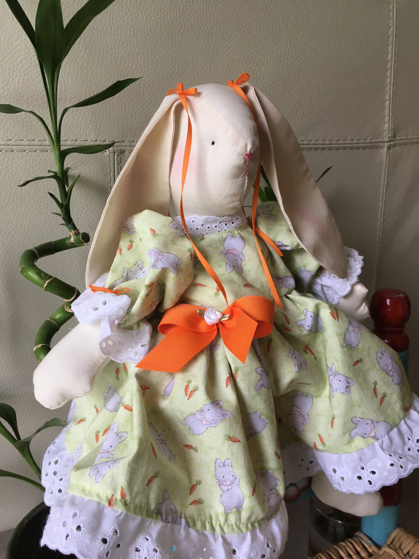 Handmade Spring Cloth Bunny Doll - Child Friendly Bunny Doll