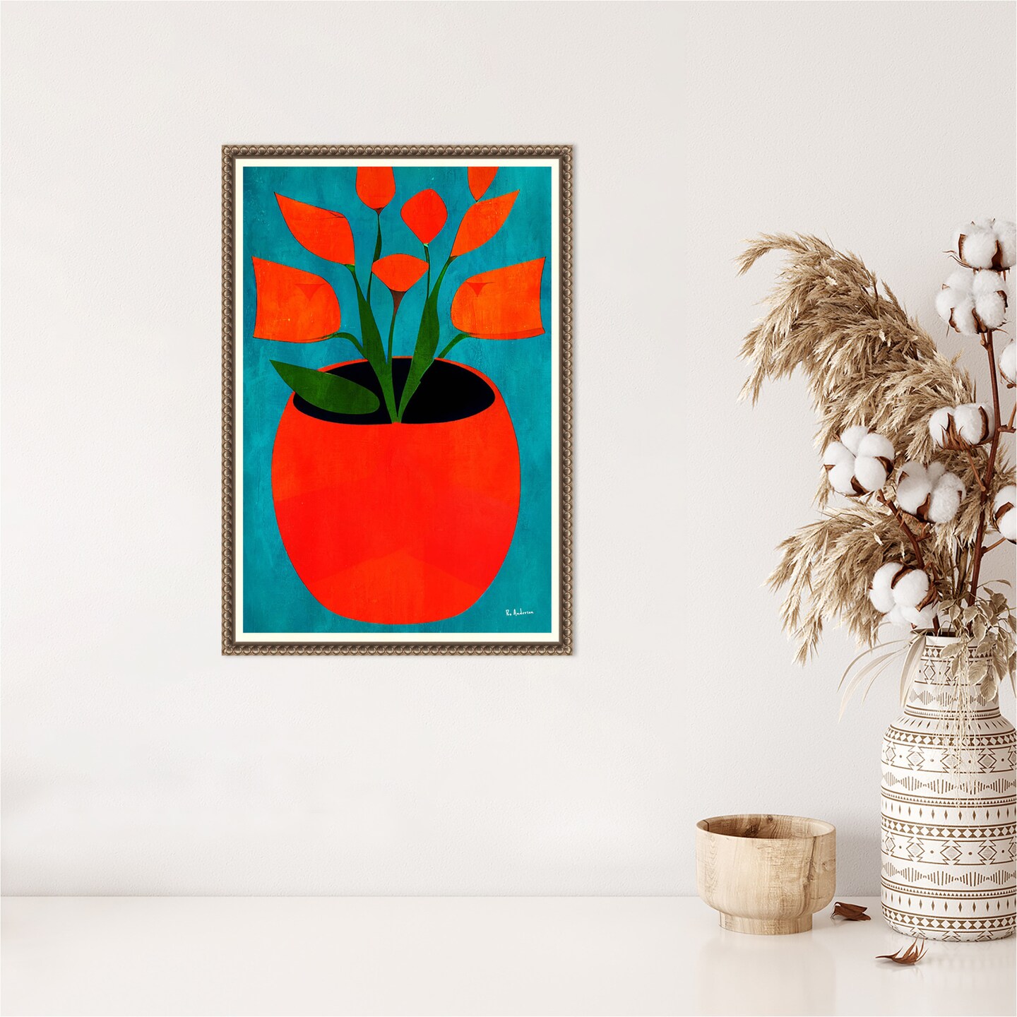 Red Blossoms by Bo Anderson Framed Canvas Wall Art