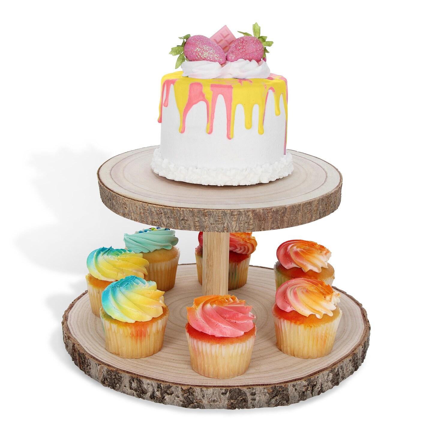 7Penn Rustic Cake Stand - Tier Wooden Boho Wedding Dessert Display Shelf