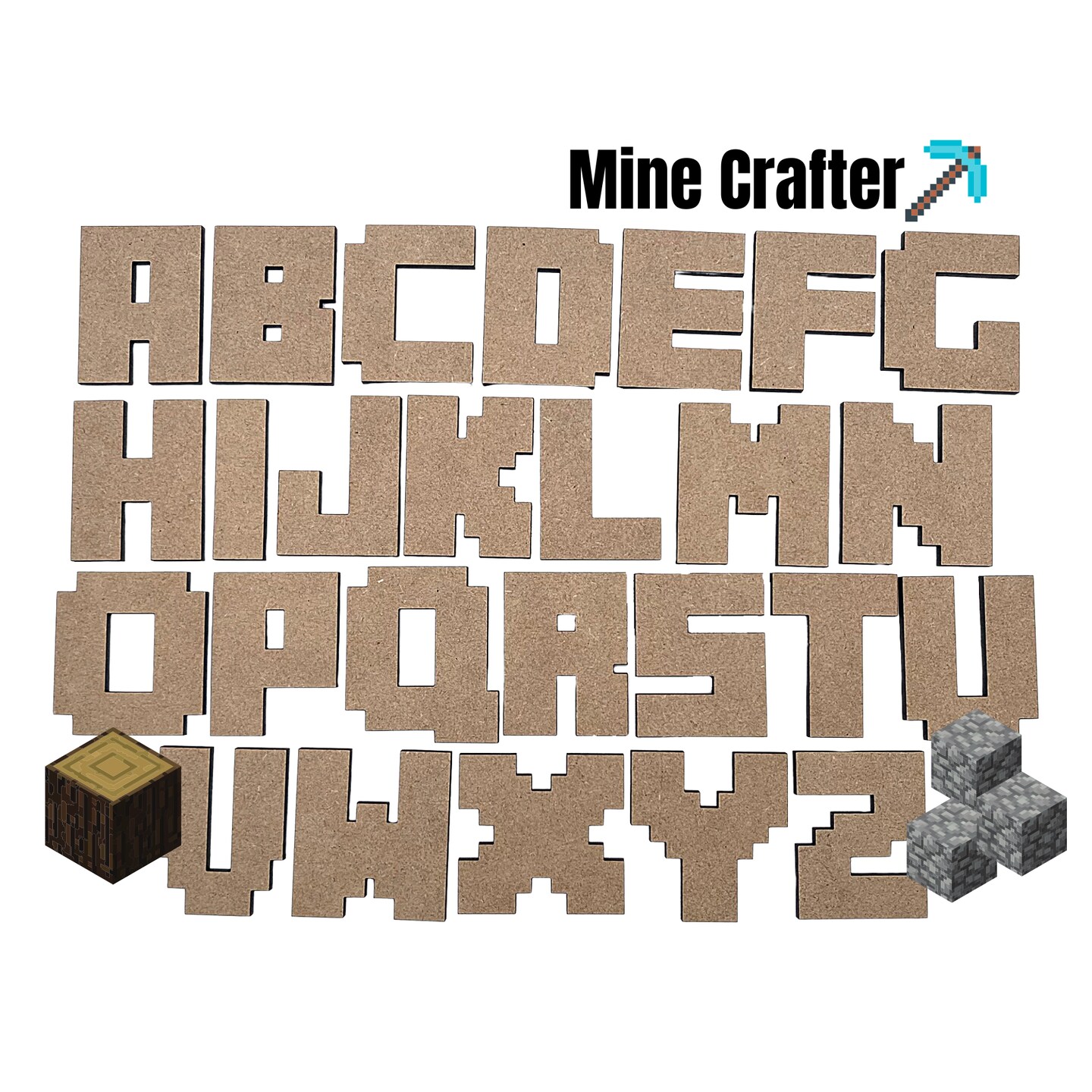 Small Mine Crafter Font | Gaming Style Letters | Cute Letters | Wood ...