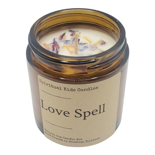 Love Spell Candle 4oz Hand Poured with All Natural Soy Wax and Fragrant/ Essential Oils! | Birthday Gift | Christmas Gift | Floral Candle | Dried Flowers