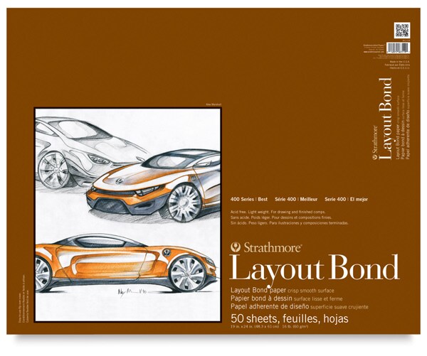 Strathmore 400 Series Layout Bond Pad - 19&#x22; x 24&#x22;, Tape Bound, 50 Sheets
