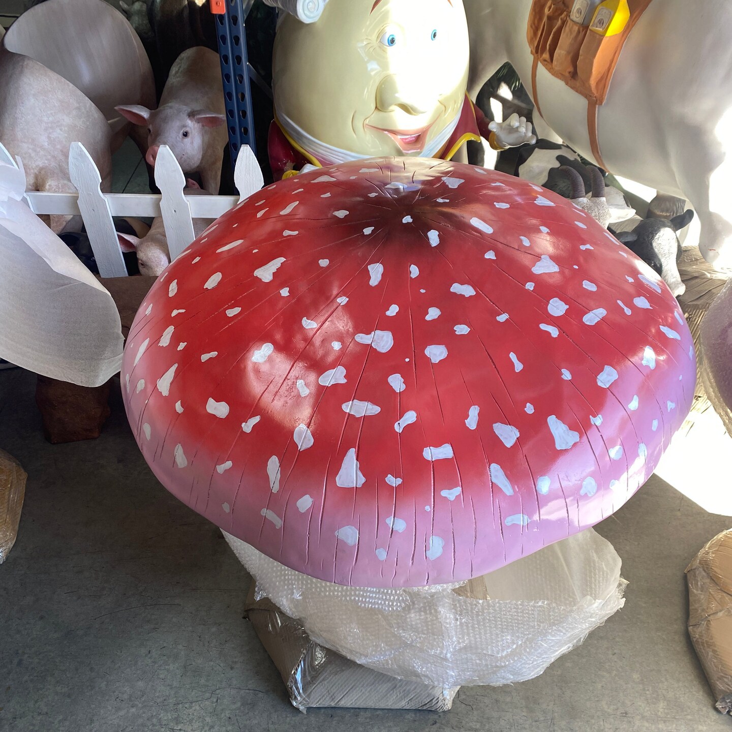 Large Pink Mushroom Over Sized Statue