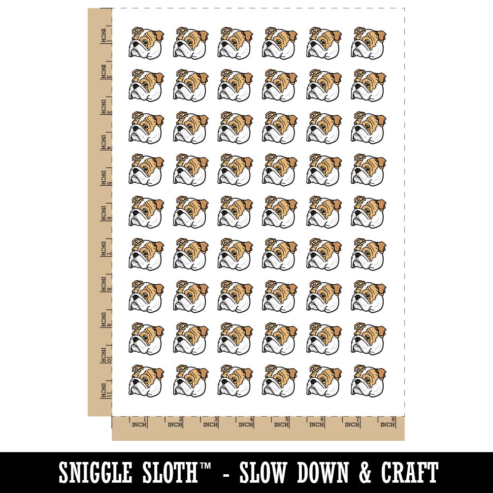 English Bulldog Head Temporary Tattoo Water Resistant Fake Body Art Set Collection (1 Sheet)