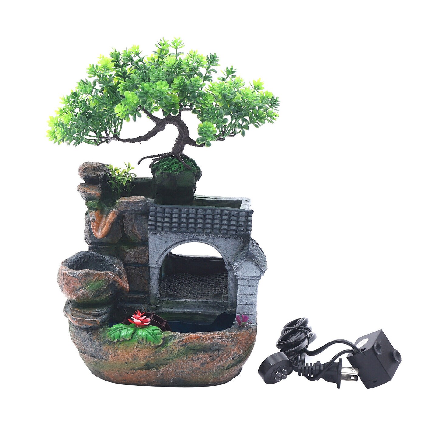 Kitcheniva Tabletop Fountain Small Rockery Waterfall Indoor Decor