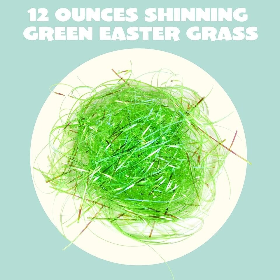 12 oz Easter Grass Green Plastic Craft Shred for Easter Basket Filling DIY Gift