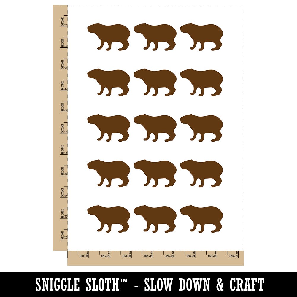 Capybara Standing Silhouette Temporary Tattoo Water Resistant Fake Body Art Set Collection (1 Sheet)