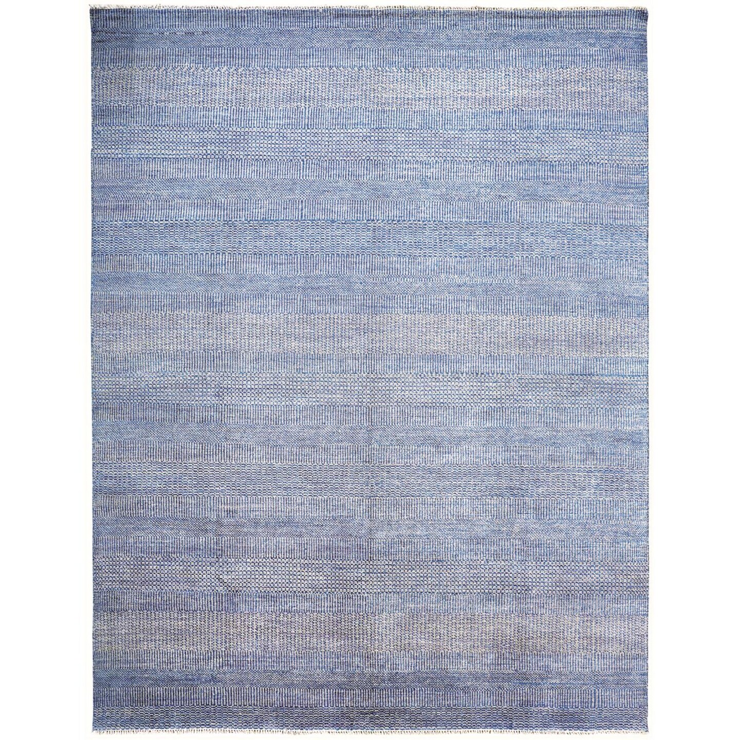 Feizy Home Collection 5.5&#x27; x 8.5&#x27; Blue and Gray Striped Hand Knotted Rectangular Wool Area Throw Rug