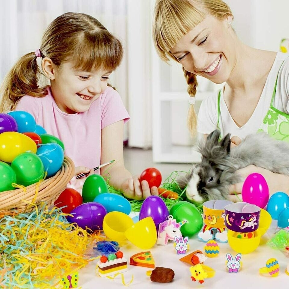 100 Pack Prefilled Easter Eggs with Toys 2 3/8&#x22; Plastic
