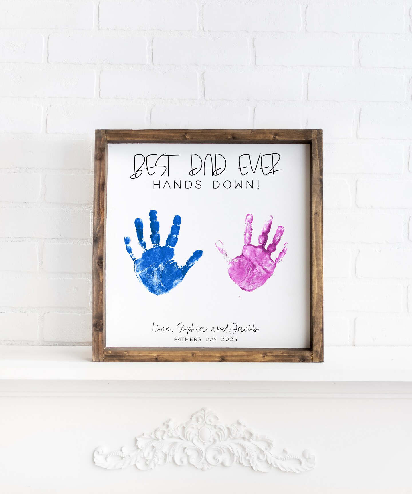 DIY Handprint Sign, Fathers Day Gift from Kids, Best Dad Ever Gift, Hands Down Sign 300043953231921157