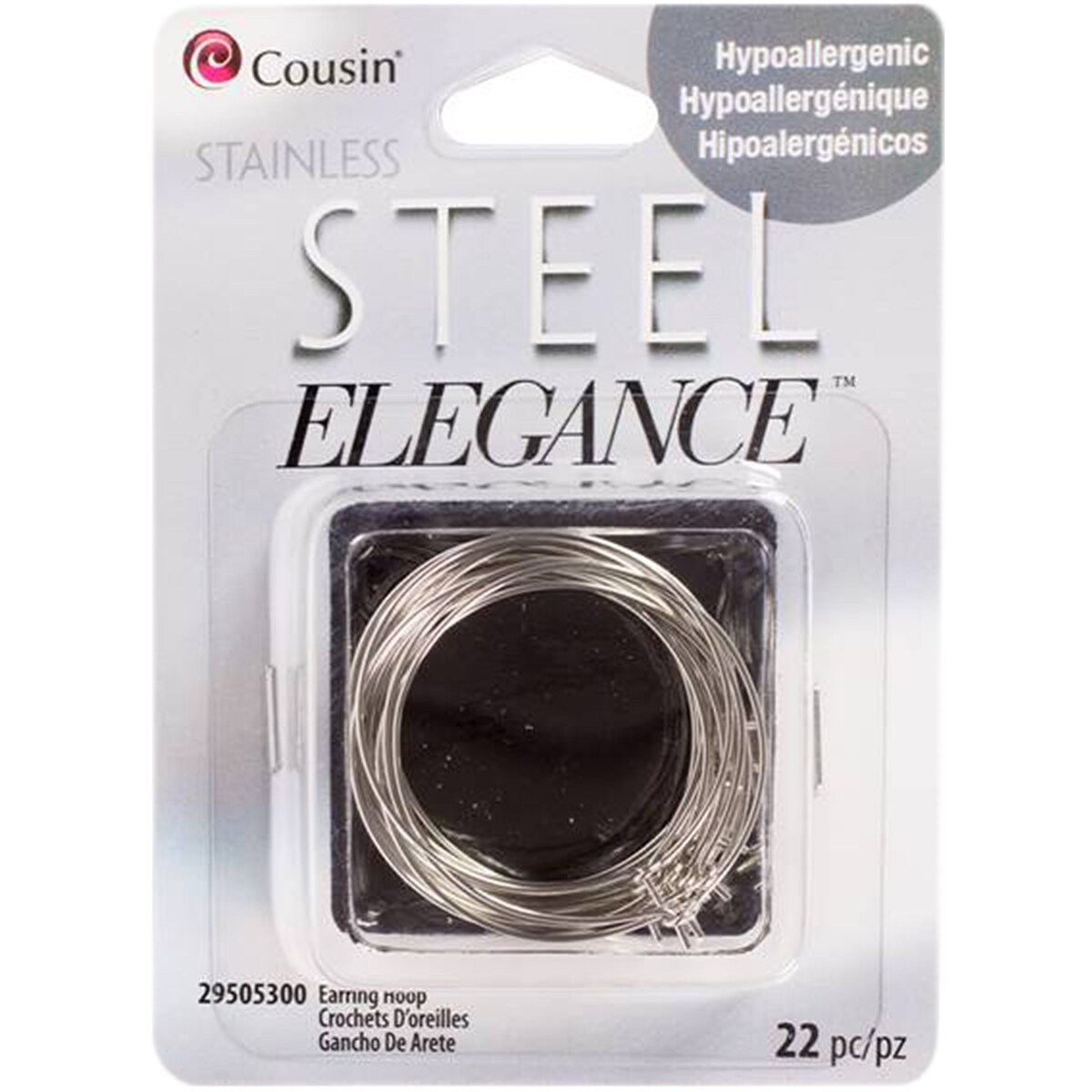 CousinDIY Stainless Steel Elegance Beads &#x26; Findings-Earring Hoops 22/Pkg