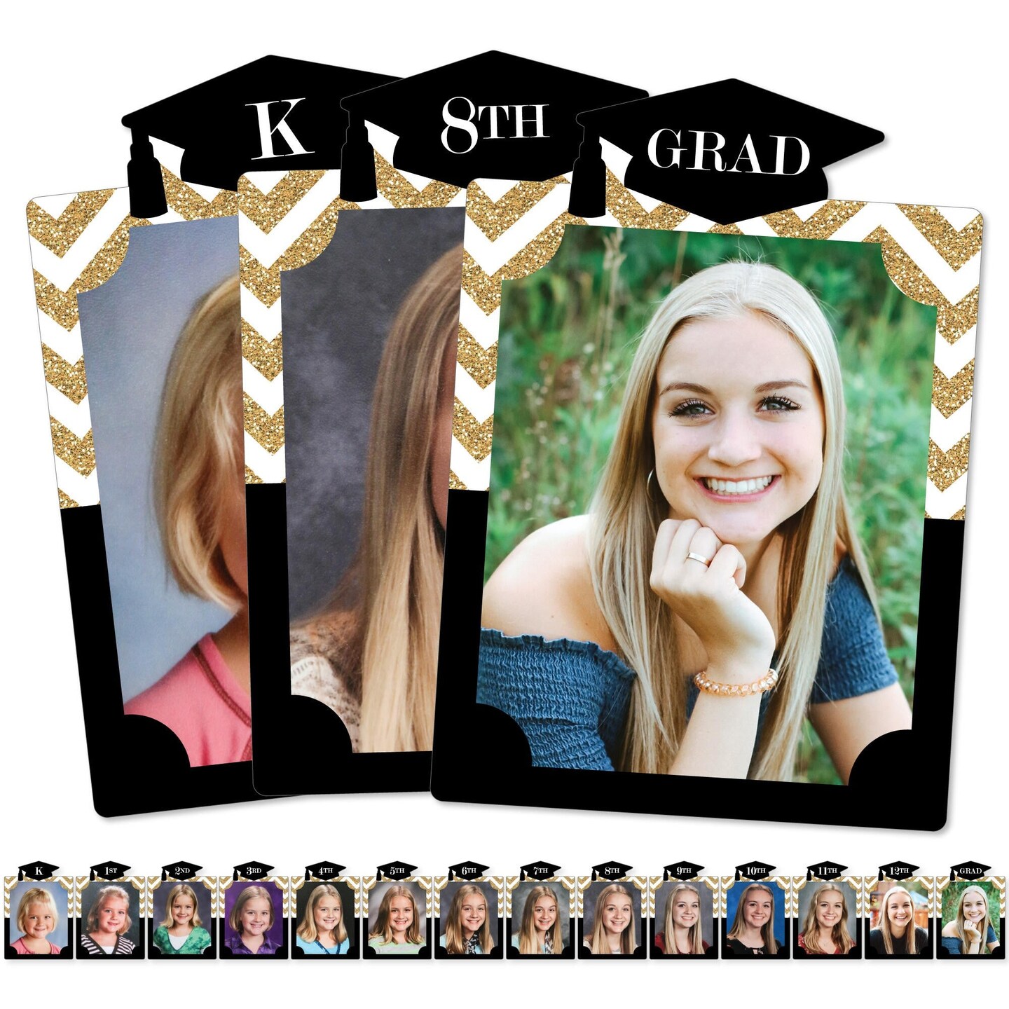 Big Dot of Happiness Gold Graduation 8 x 10 inches K-12 School Photo Holder - DIY Party Decor - Picturific Display