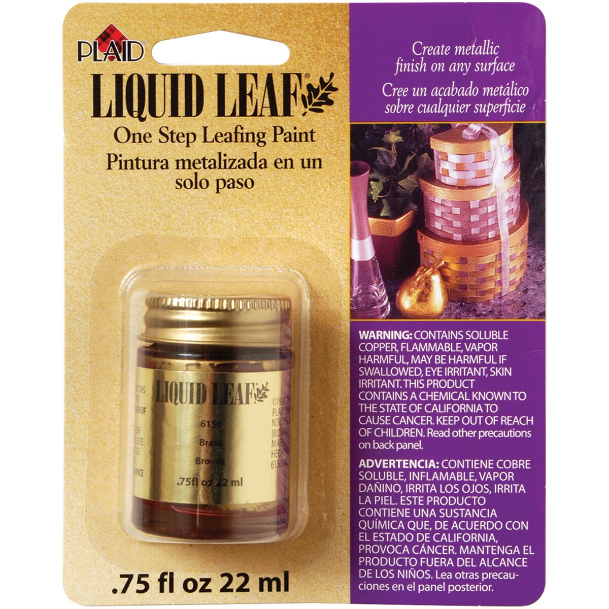 Plaid Liquid Leaf One-Step Leafing Paint .75oz-Brass