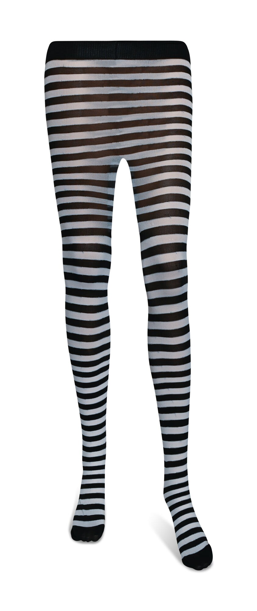 Black and White Tights - Striped Nylon Stretch Pantyhose Stocking