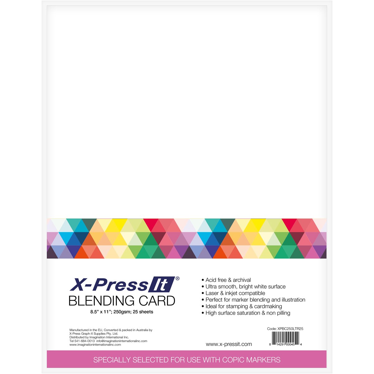 X-Press Blending Card 8.5&#x22;X11&#x22; 25/Pkg-White