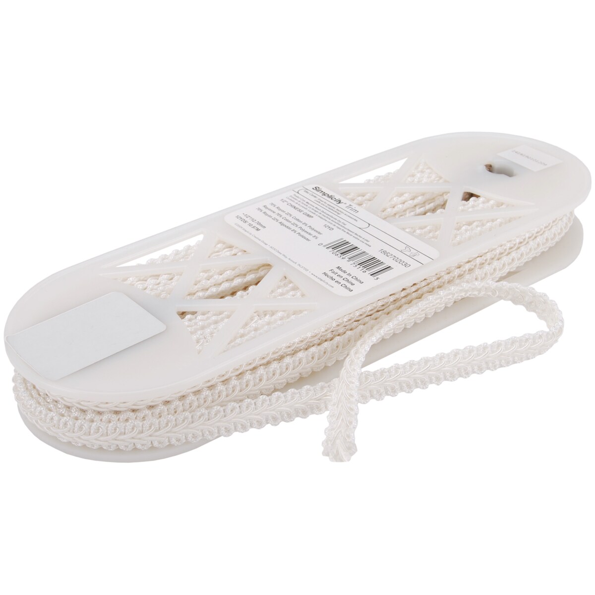 Simplicity Chinese Braided Gimp Trim 1/4&#x22;X18yd-White