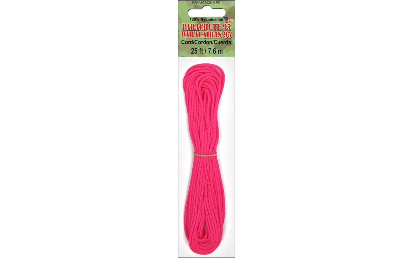 Pepperell Parachute Cord 95 Nylon 25ft Neon Pink