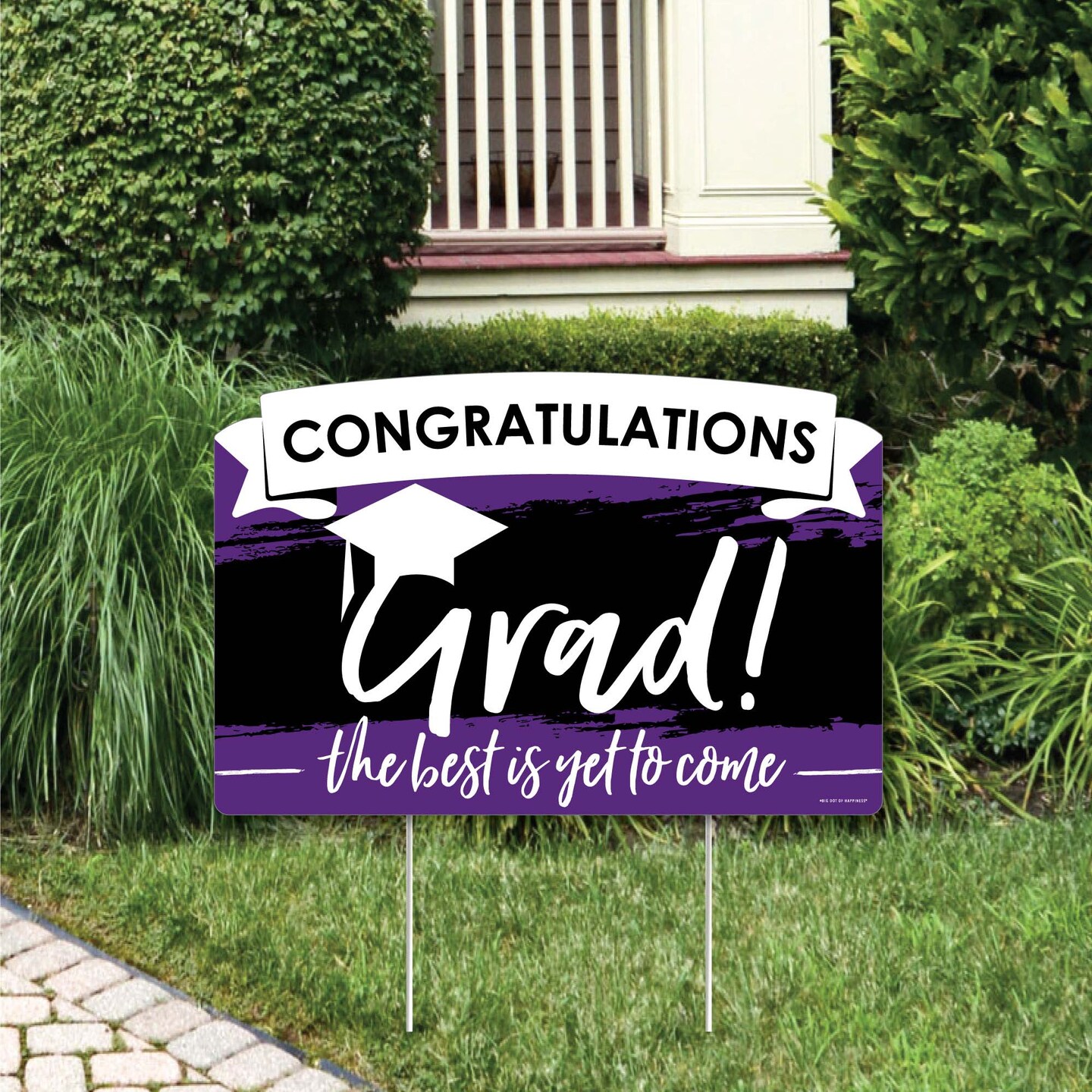 Big Dot of Happiness Purple Graduation Party Yard Sign Lawn Decorations - Congratulations Party Yardy Sign