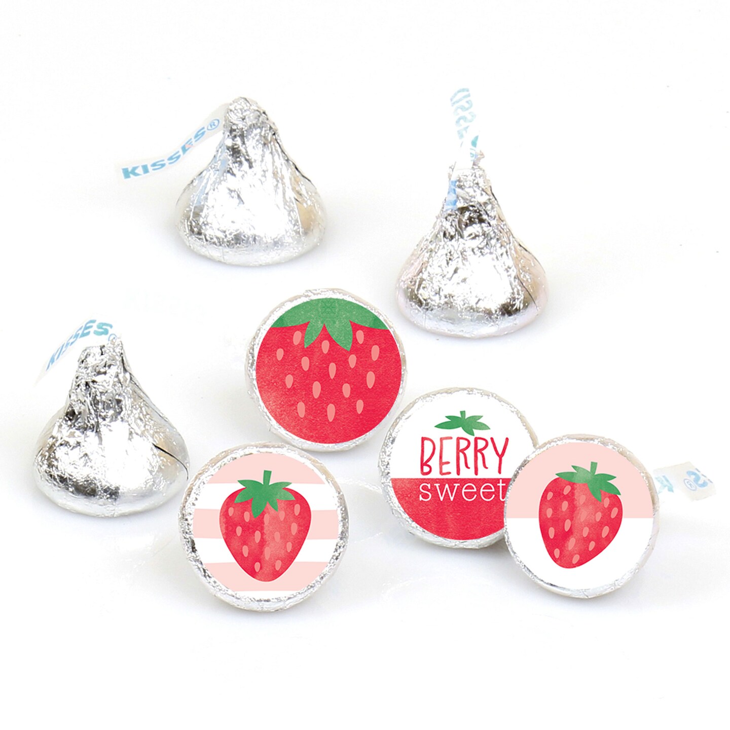 Big Dot of Happiness Berry Sweet Strawberry - Fruit Themed Birthday Party or Baby Shower Round Candy Sticker Favors Labels Fits Chocolate Candy 108 Ct