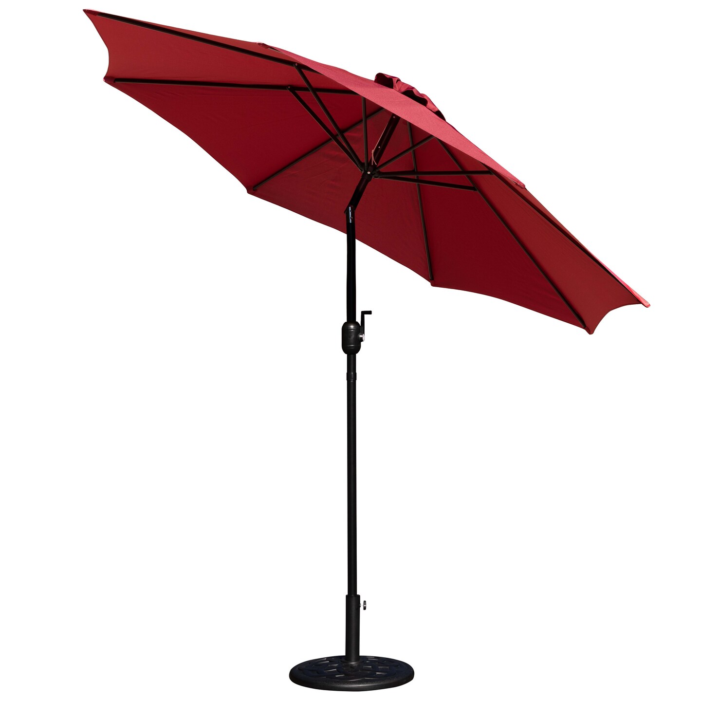 Merrick Lane Bali Patio Umbrella with Base - 9' Polyester Patio Umbrella - 30+ UV Protection - Waterproof Cement Base with 1.5" Diameter Aluminum Pole