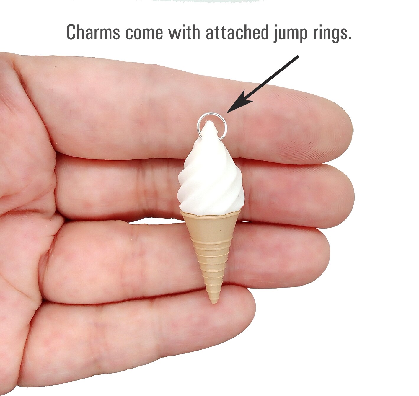 Small Ice Cream Charms, 8pcs, Cute Dipped & Swirl Cones, Pairs for Earrings, Adorabilities