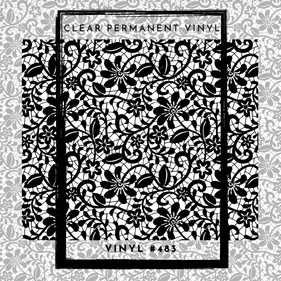 #483 CLEAR- Black Lace 12x12 Pattern Vinyl