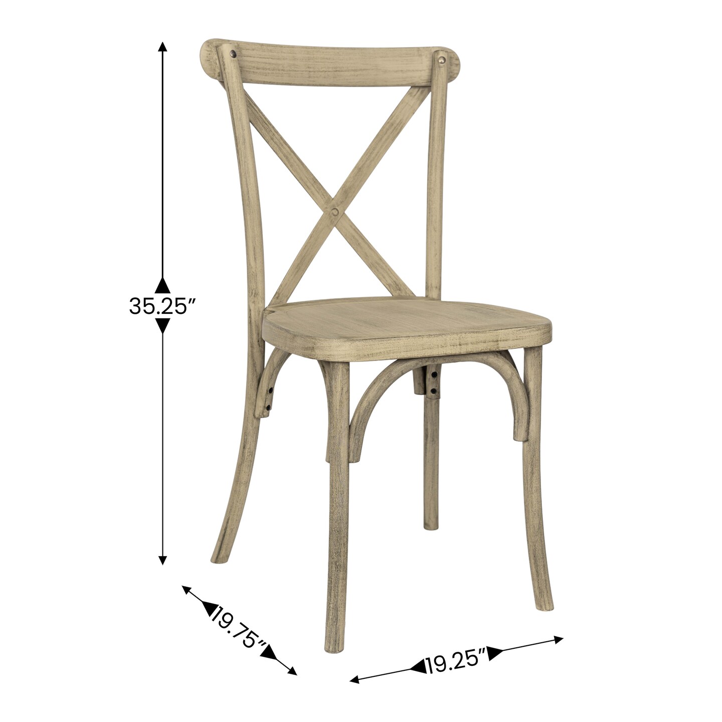 Emma and Oliver Hensler Set of 2 Weather-Resistant Wood Look Resin Cross Back Chairs for Indoor/Outdoor Use