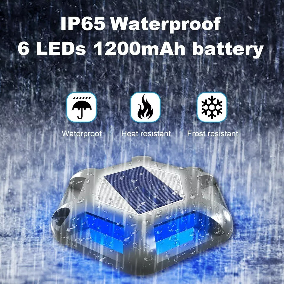 4Pack Solar Deck Lights Blue Driveway Dock Lights Blue Light for Step Sidewalk