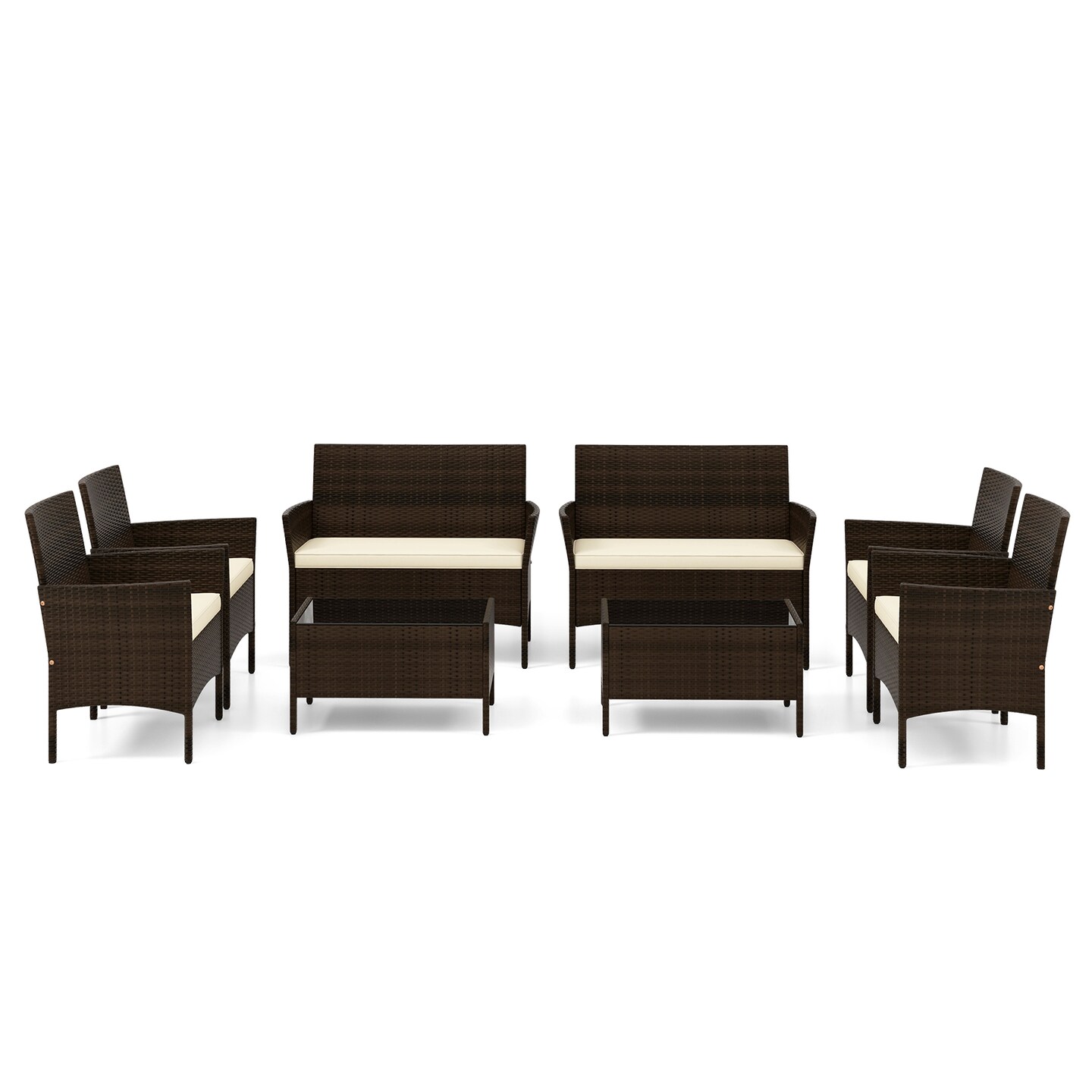 4 Piece Patio Rattan Conversation Set With Cozy Seat Cushions