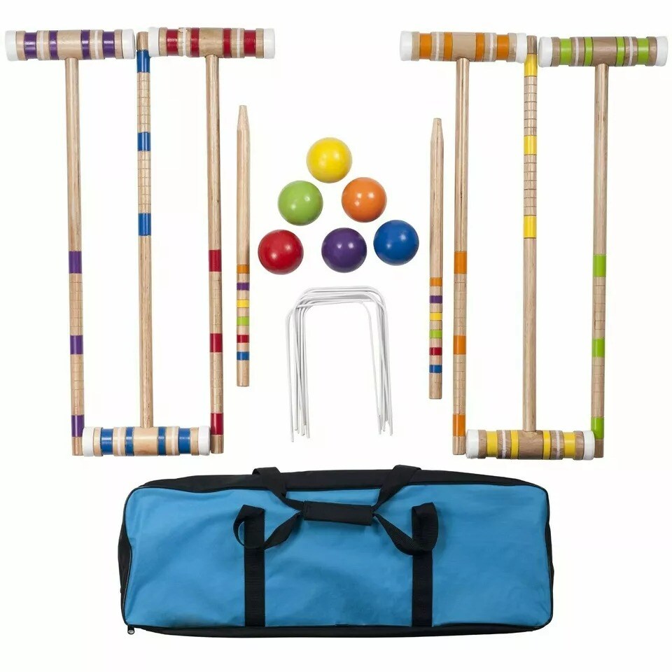 Backyard Colorful Complete Croquet Set with Travel Storage Bag Lawn Game