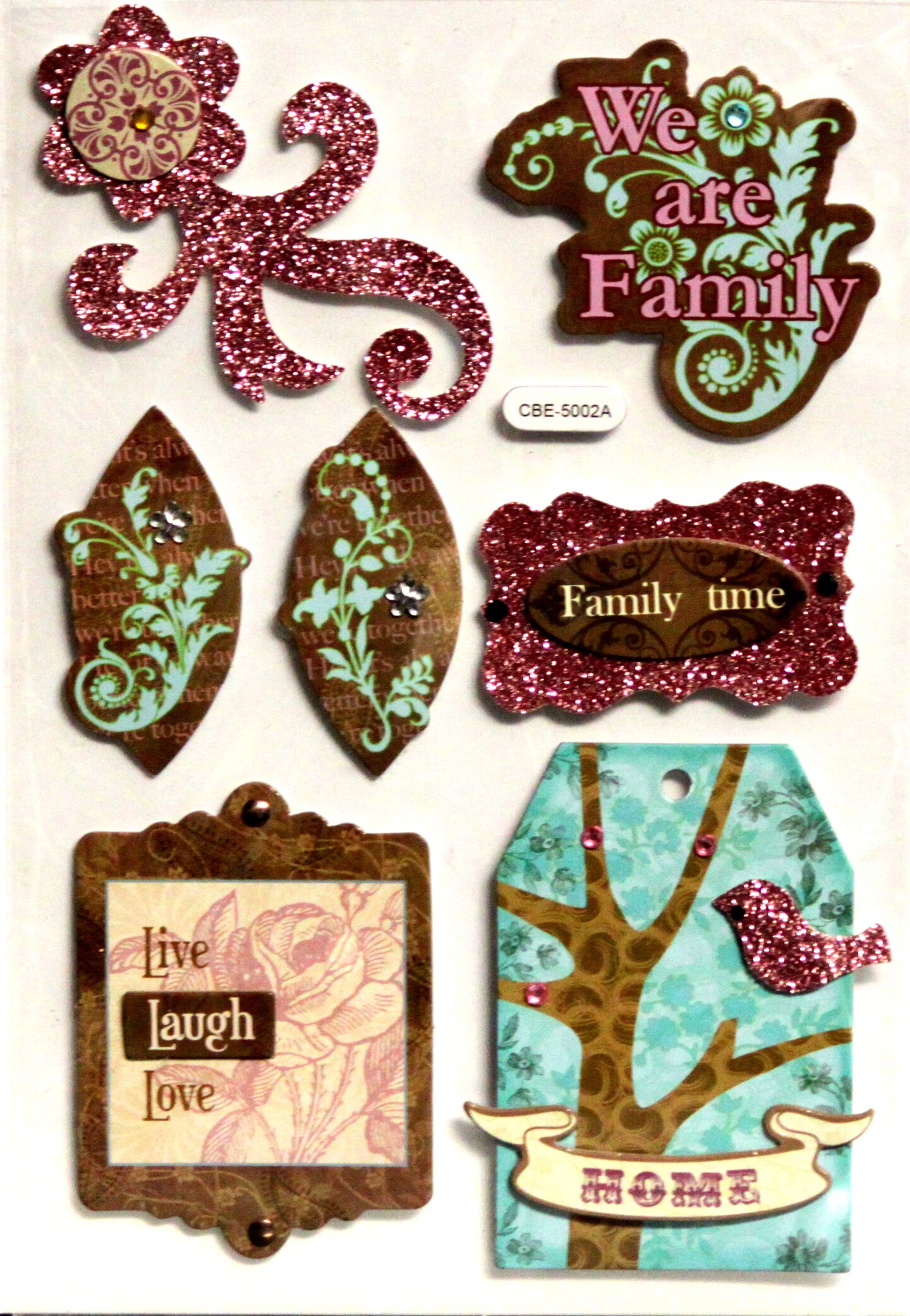 Designer We Are Family Dimensional Chipboard Stickers