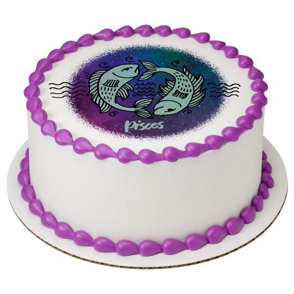Pisces Edible Cake Topper Image 7.5&#x22; Round
