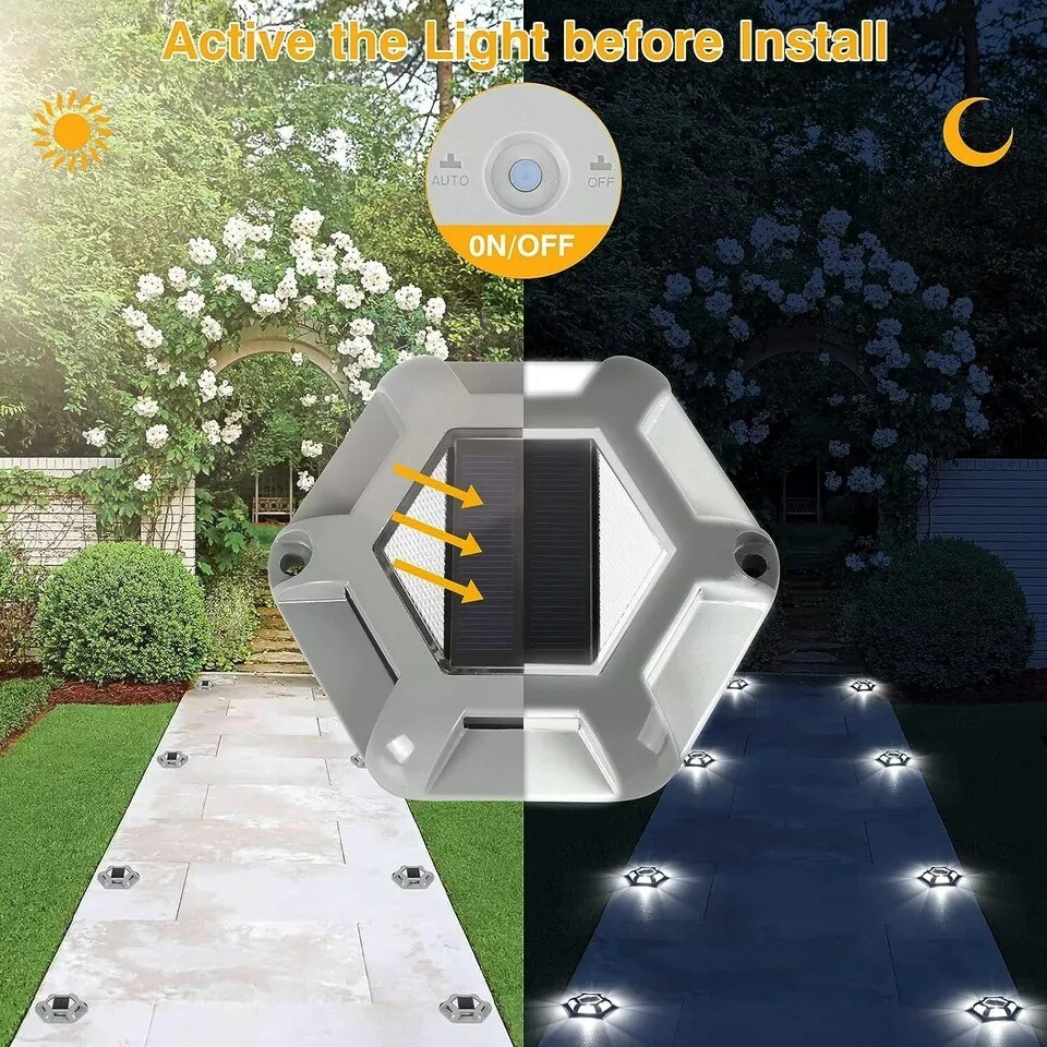 8X Garden Decor Waterproof Solar Deck Lights Outdoor Driveway Dock LED Step Lamp