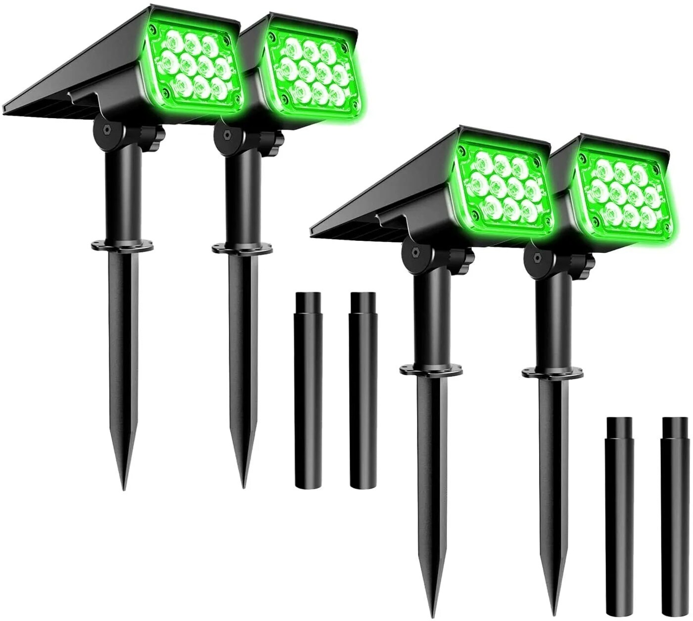 4Pack Solar 20-LED Green Spotlights Outdoor Garden Security Pathway Wall Lamp