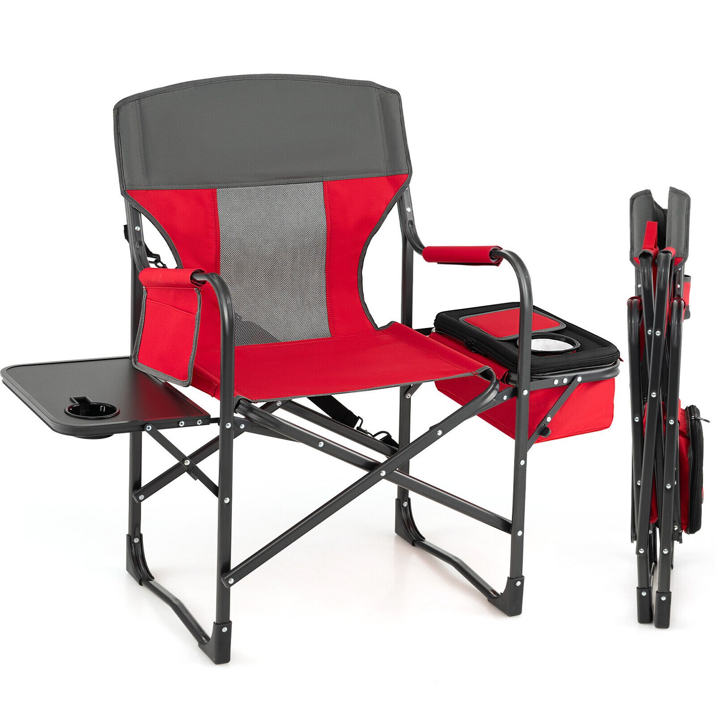 Folding Camping Directors Chair With Cooler Bag And Side Table