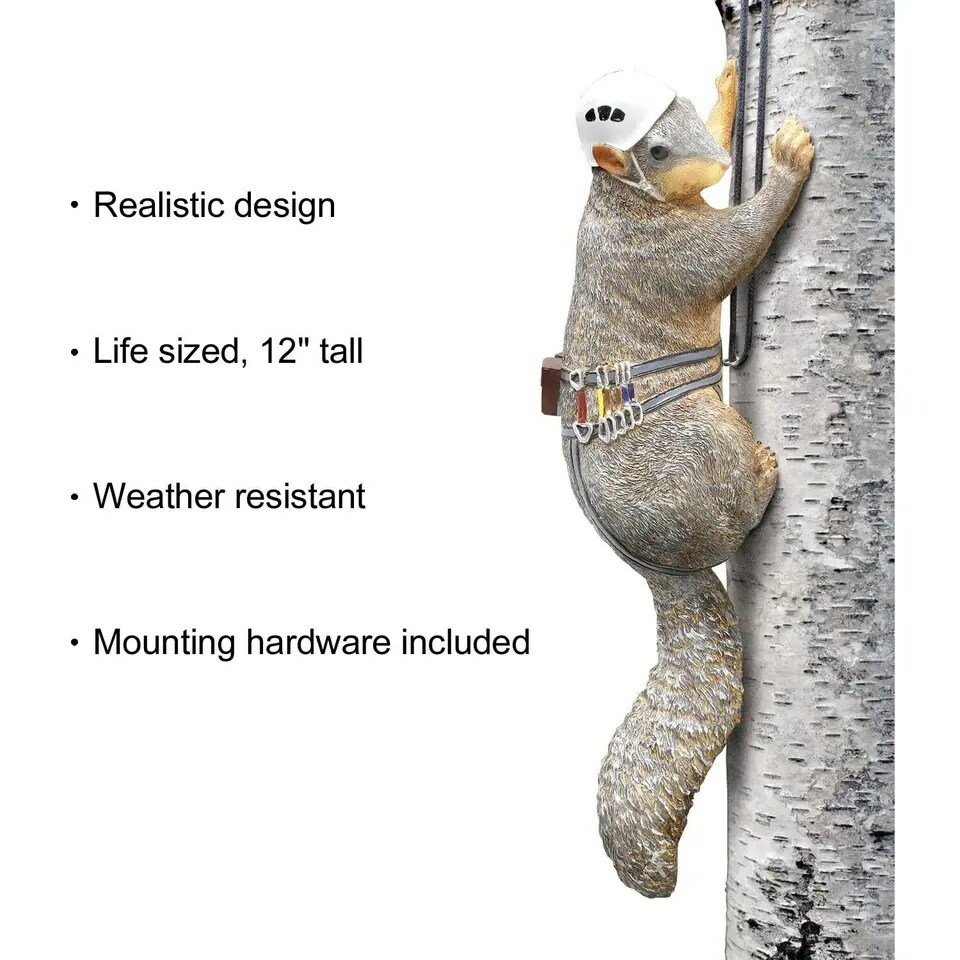 Outdoor Hand Painted Squirrel Tree Climber Sculpture - Fun Garden Statue