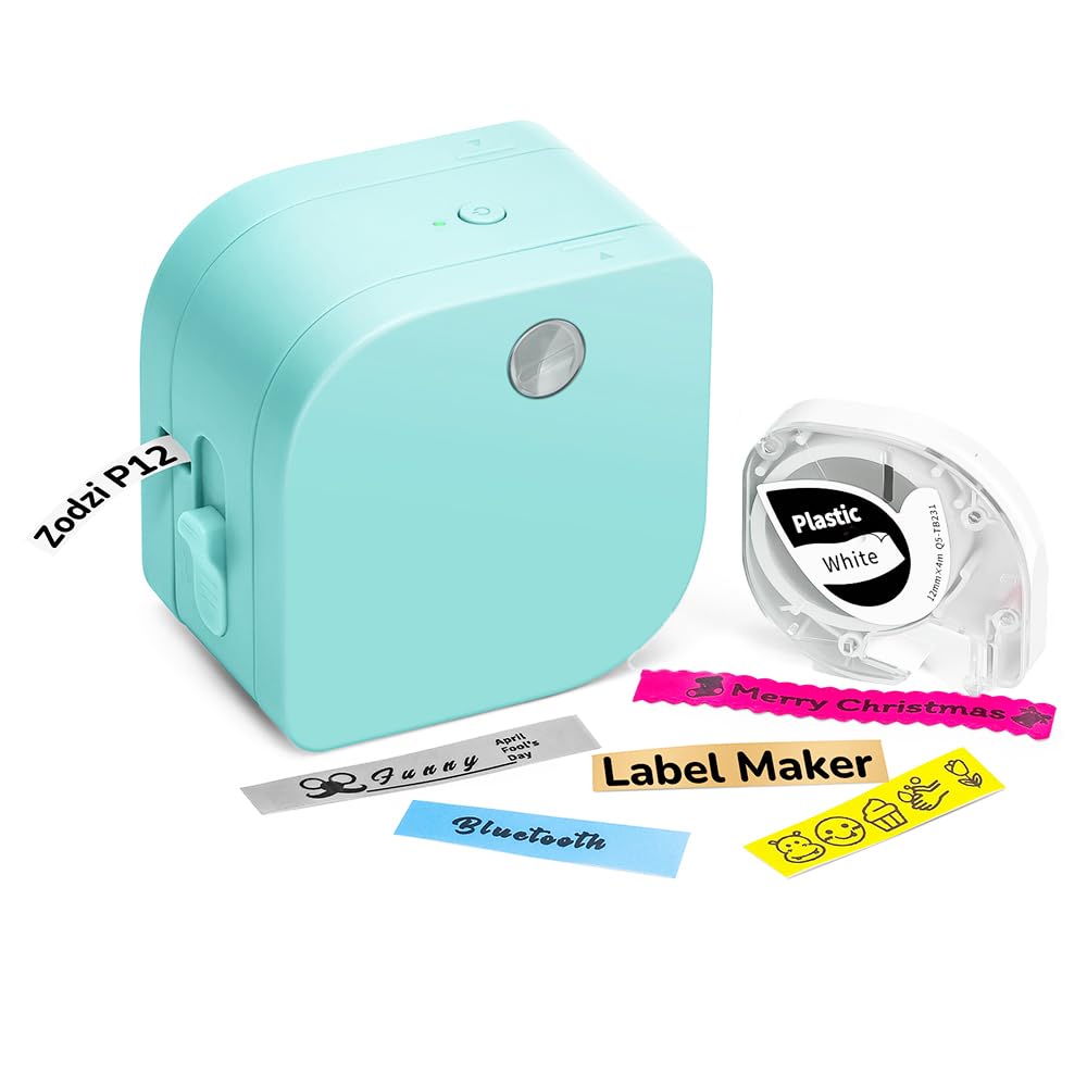 Label Makers, Label Maker Machine with Tape P12, Portable Mini Thermal Inkless Label Printer with Fonts, Bluetooth Sticker Maker for Home Office Organization Labeling