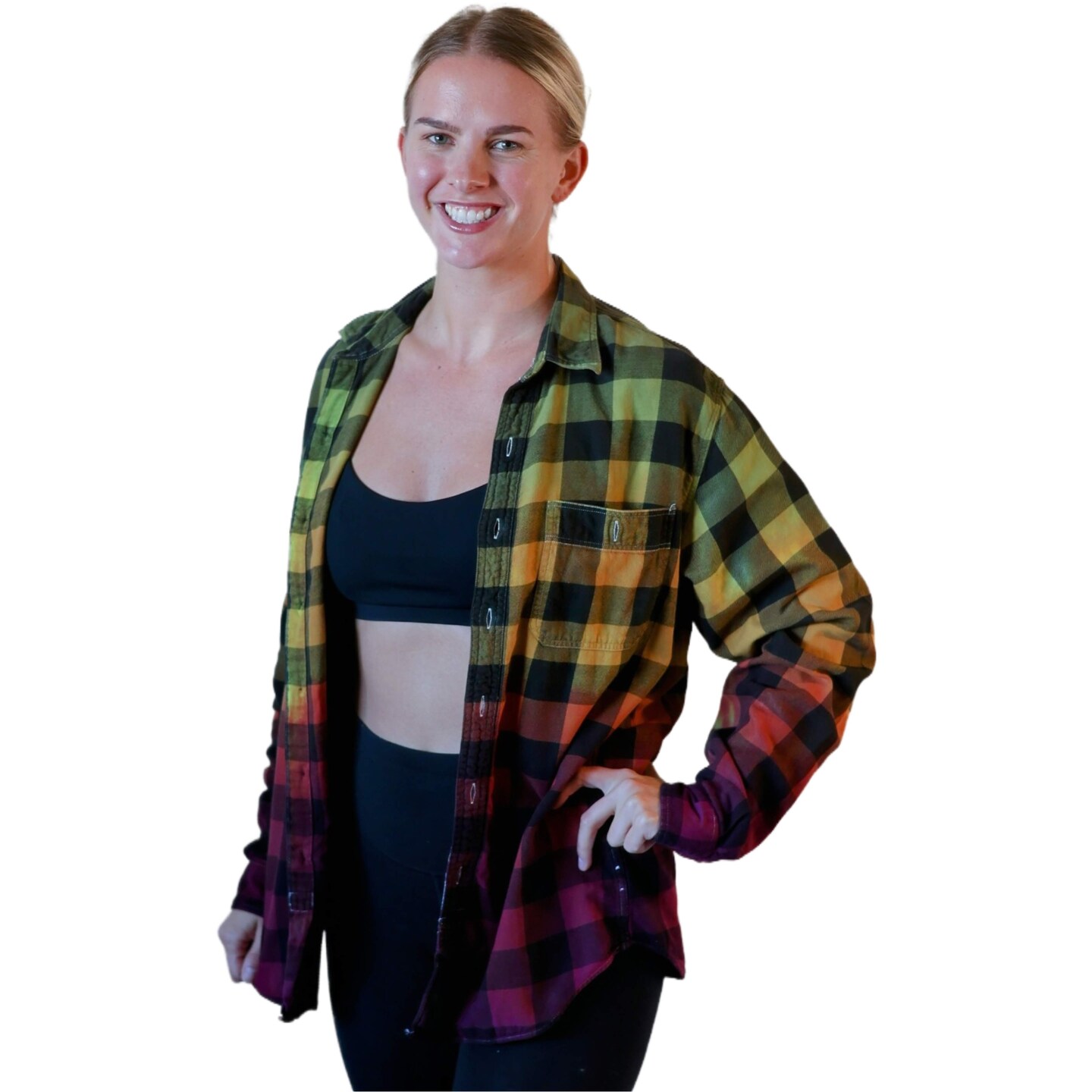 Oversized Grunge Flannel - Earth Tone Tie Dye Rasta Buffalo