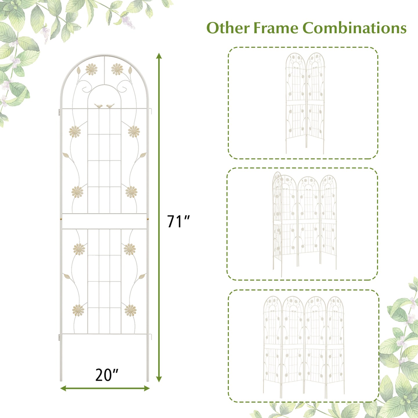 2 Pack 71 X 20 Inch Metal Garden Trellis Rustproof Plant Support For Climbing Plants