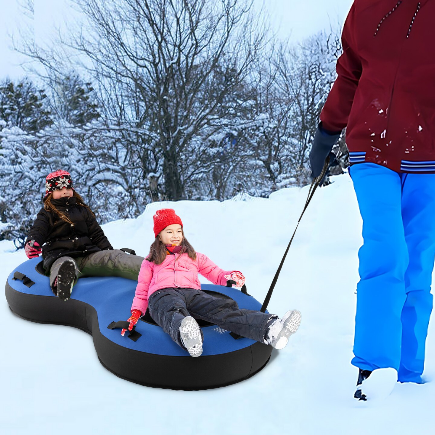 80&#x22; 2-person Inflatable Snow Sled For Kids And Adults