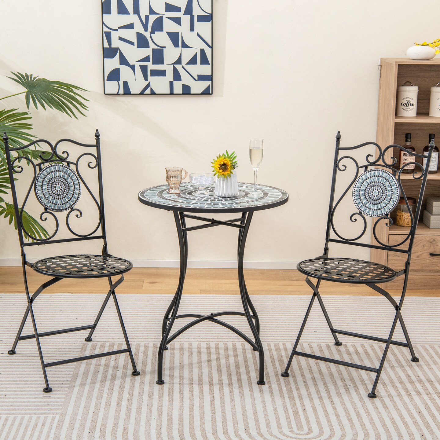 Set Of 2 Mosaic Chairs For Patio Metal Folding Chairs