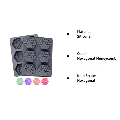 2 Pieces 3D Bee Silicone Soap Molds, Hexagonal Honeycomb Silicone Molds for Homemade Soaps Chocolate Jelly Cake Making