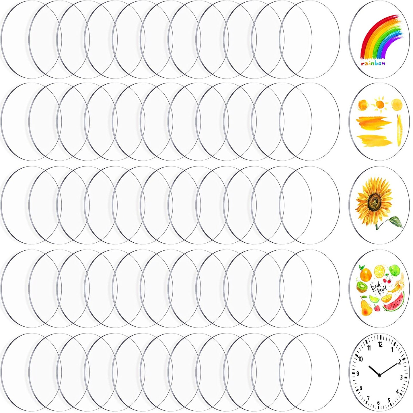 60 PCS Transparent Acrylic Circle Discs Thick Round Acrylic Sheets Acrylic Circle Disc Ornament Blanks Clear Round Acrylic Ornaments for DIY Projects and Crafts (1.5 Inch)