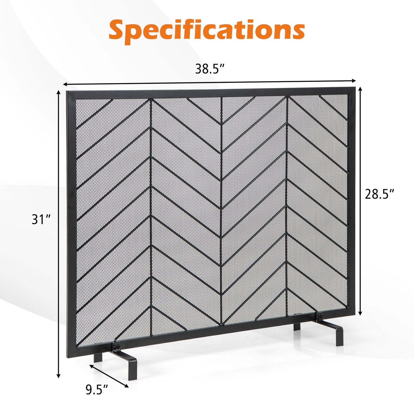 Metal One-Panel Fireplace Safety Screen with Removable Legs for Pets and Kids