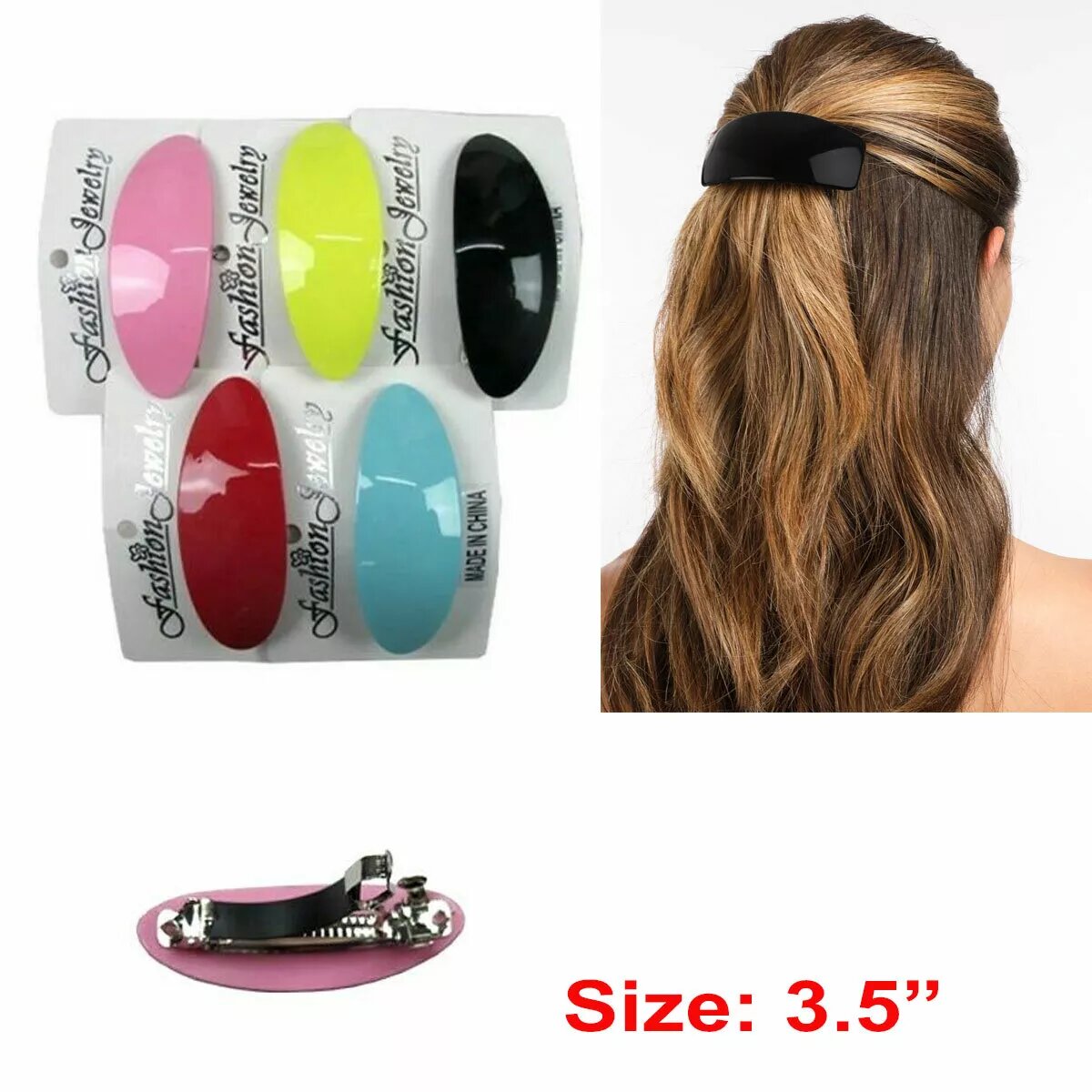 Kitcheniva 6 Pcs Women Moonglow Lucite Mixed Barrettes Hair Clip