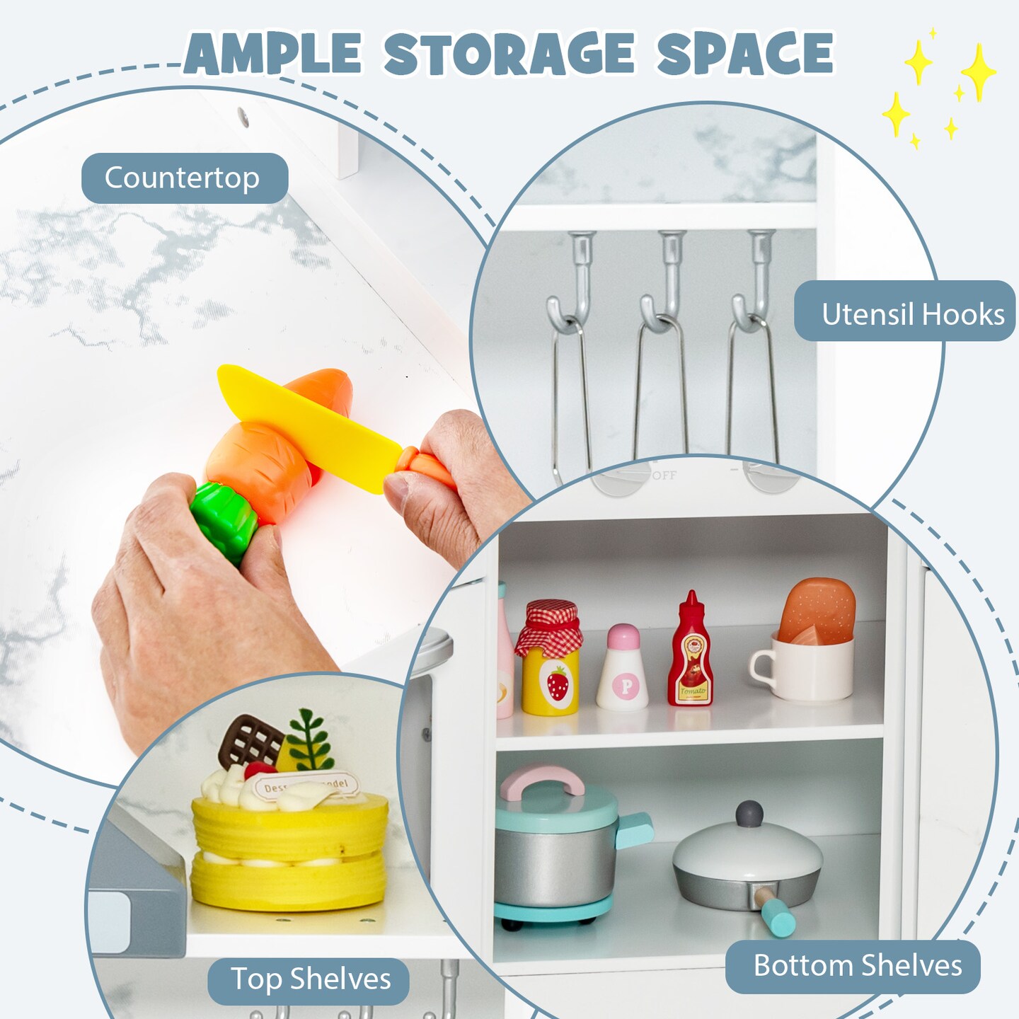 Kids Corner Pretend Kitchen Playset With Separated Washing Basin